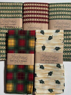 5 fat quarters Quilt Cotton Fabric Geometric Leaf Plaid #51